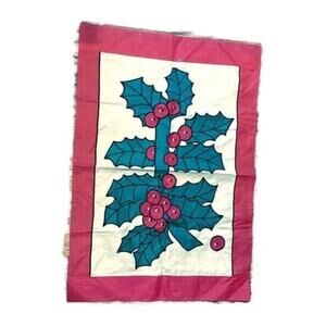 Holly Garden Flag Nylon Double Sided 40 x 28 Christmas Holiday Yard Banner